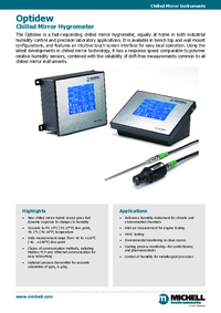 Thumbnail of document Data Sheet - OPT401/501 Optidew Chilled Mirror Hygrometer